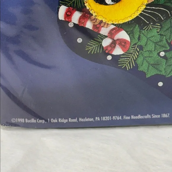 ⭐️Bucilla Felt Appliqué Stocking Kit Winter Birds Vintage 1998 Original new - Picture 4 of 8